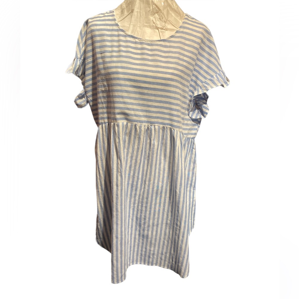 - - SHEIN curve blue & white striped dress short sleeves size 2XL